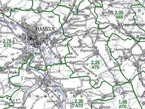 Cenová mapa zemědělské půdy oblasti Hannoverz 2002