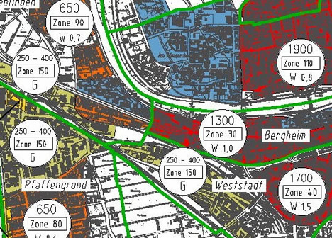 Cenová mapa Heidelbergu 1999